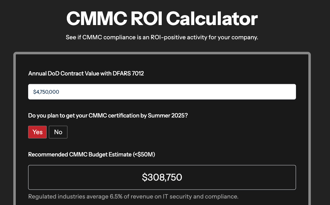 CMMC ROI Calculator